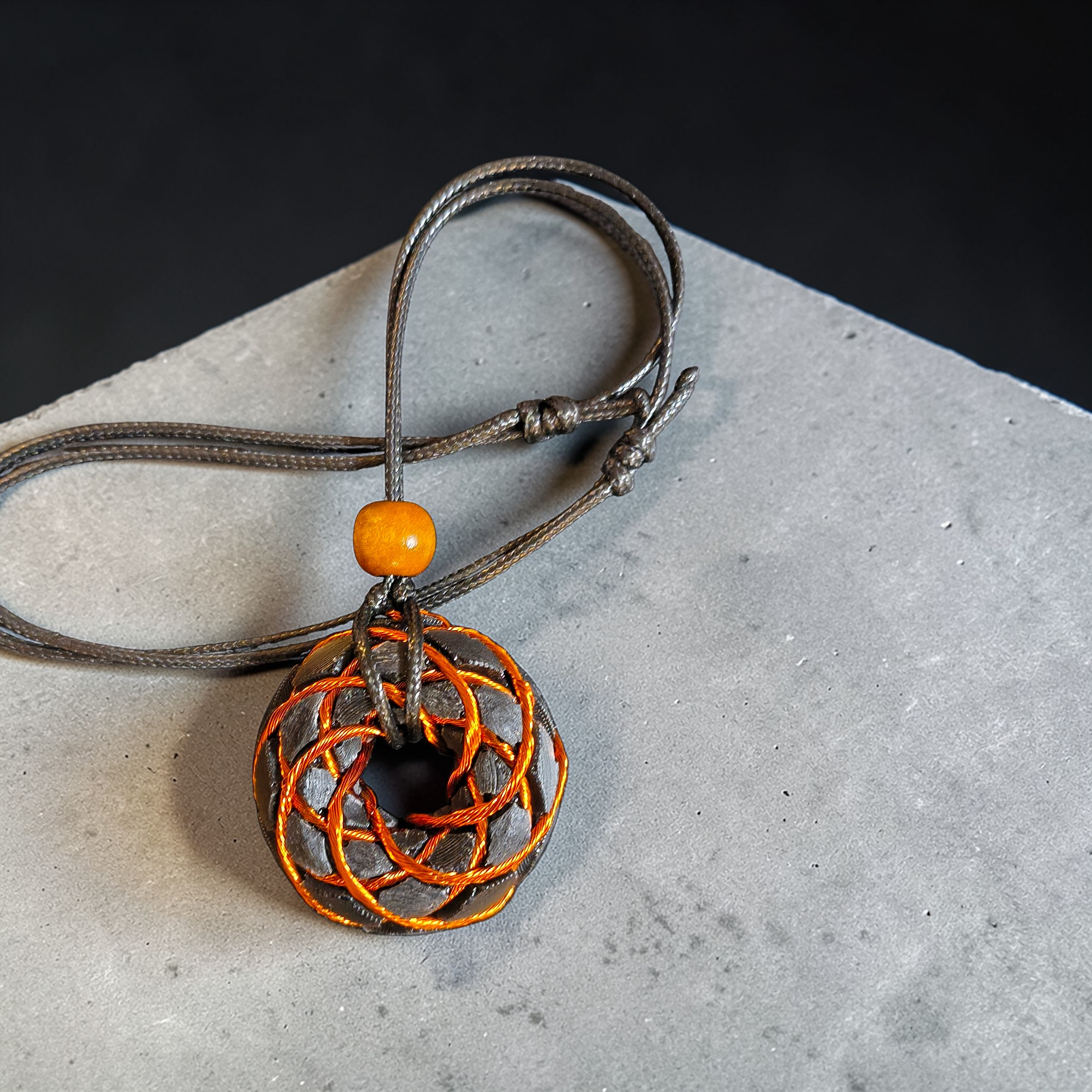 Flower of Life Torus Rodin coil pendant, Genuine Shungite.