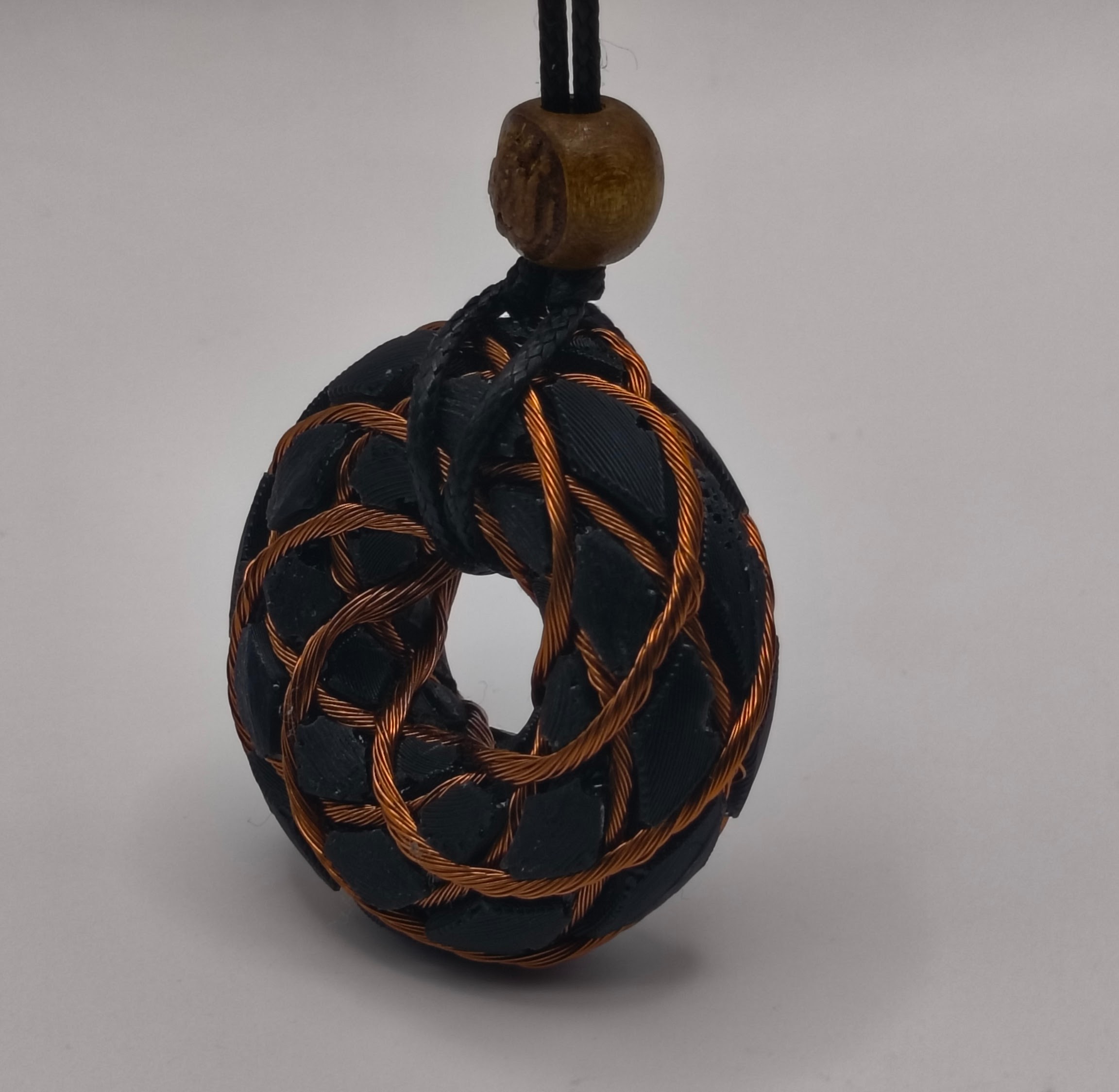 Flower of Life Torus Rodin coil pendant, Genuine Shungite.